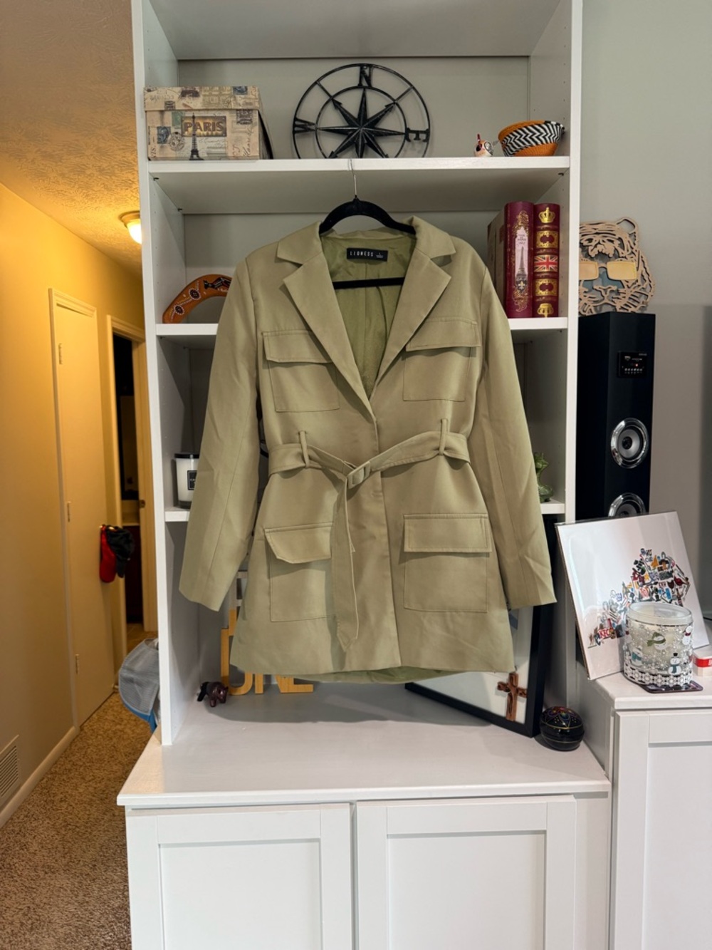 Lioness Olive Utility Belted Jacket can be worn as dress